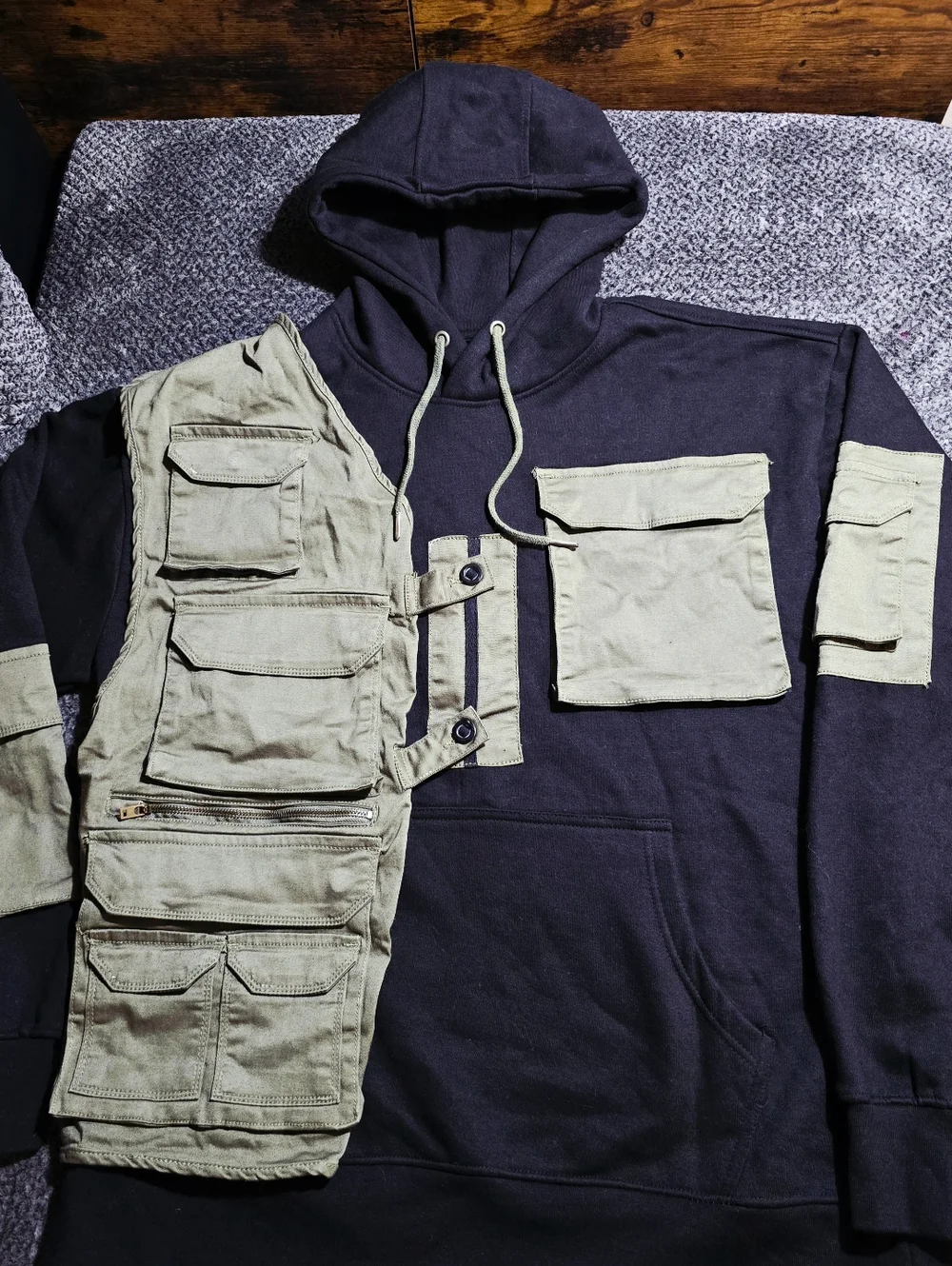 BXCLIVE Copper Rivet Tactical Hoodie Combo Men’s 2XL Black Utility Streetwear - Picture 5 of 9